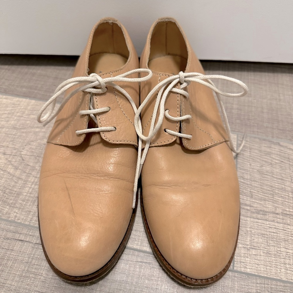 Zomp Beige Leather Lace-up Oxfords